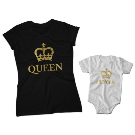 Zestaw Koszulek Rodzinnych Dla Mamy i Córki Queen Princess